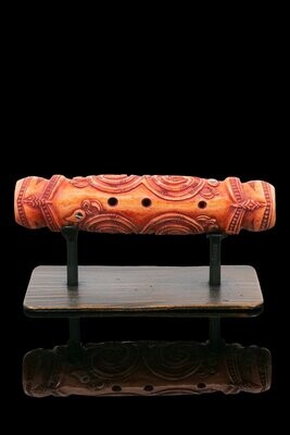 Moko Pounamu, Stained Bone Stylised Kōauau (Flute) - Taniwha