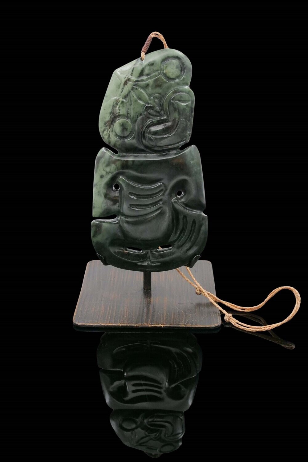Moko Pounamu Hei Tiki Sculpture NZ Genuine Kawakawa Greenstone - Waimauku
