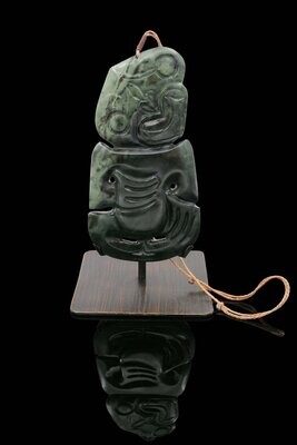 Moko Pounamu Hei Tiki Sculpture NZ Genuine Kawakawa Greenstone - Waimauku