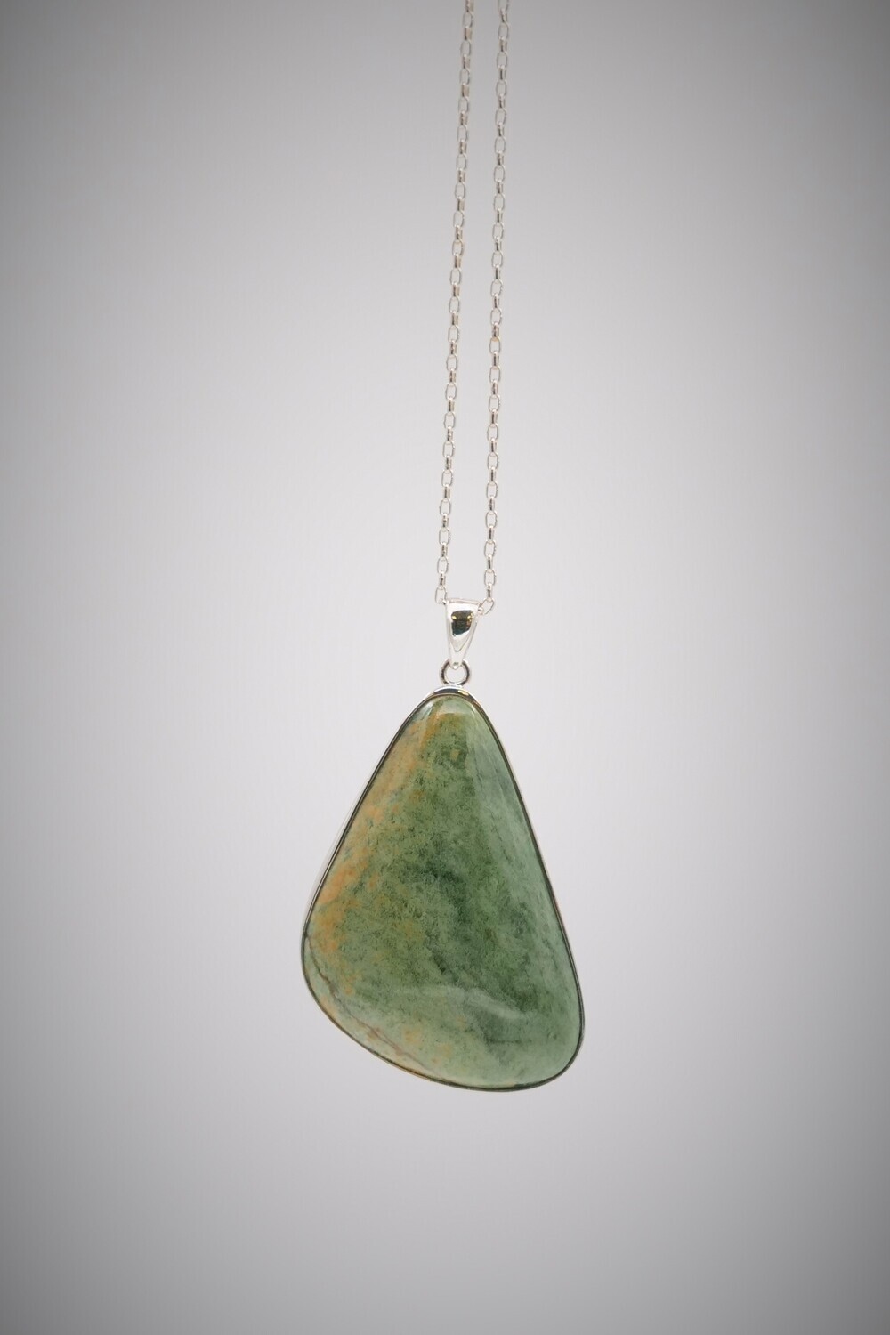 Moko Pounamu Marsden Flower Greenstone and Sterling Silver Pendant 04243