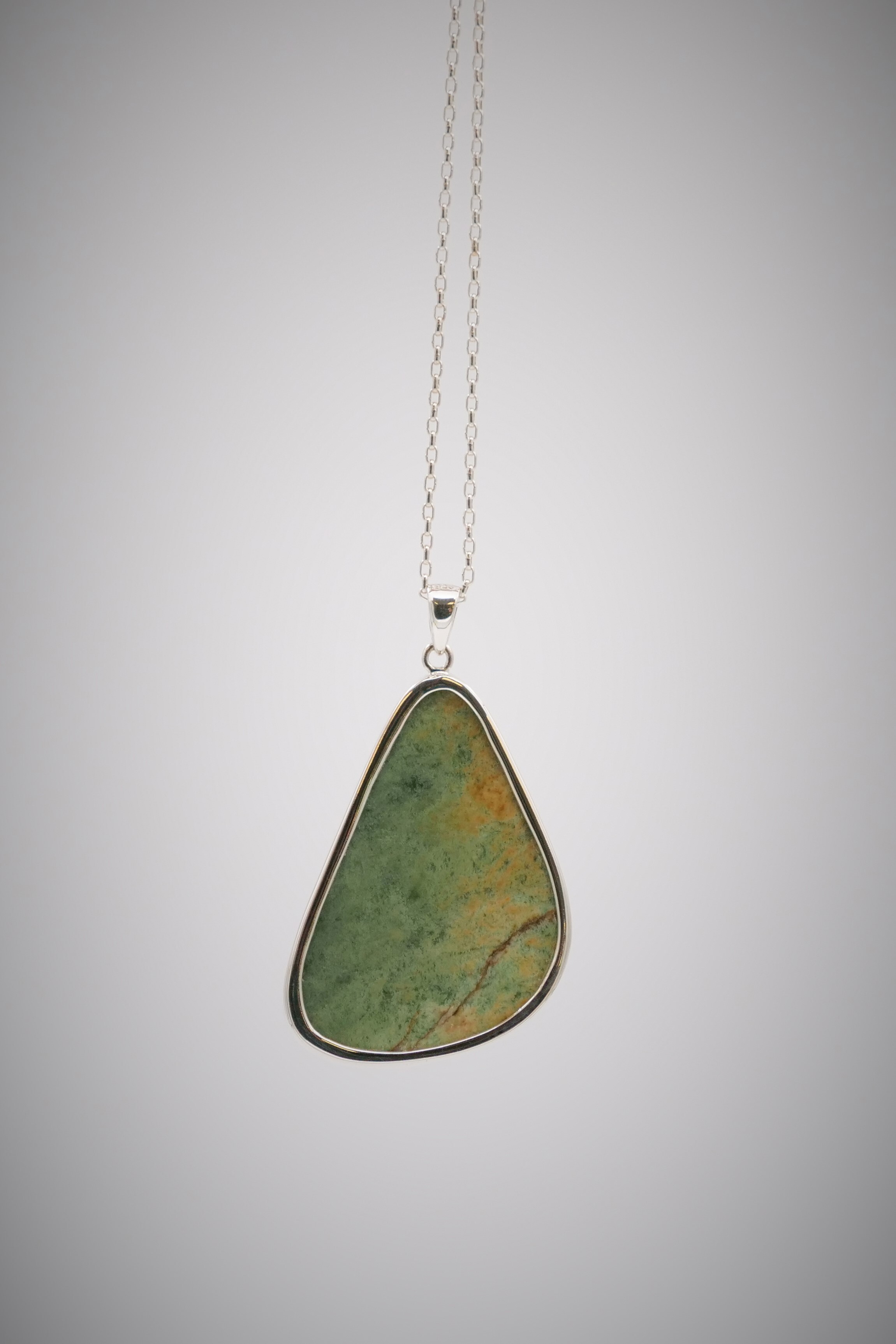 Moko Pounamu Marsden Flower Greenstone and Sterling Silver Pendant 04243