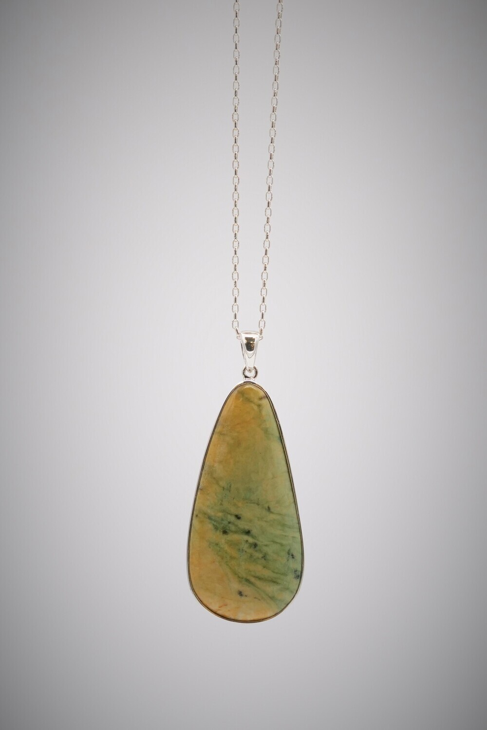 Moko Pounamu Marsden Flower Greenstone and Sterling Silver Pendant 04253