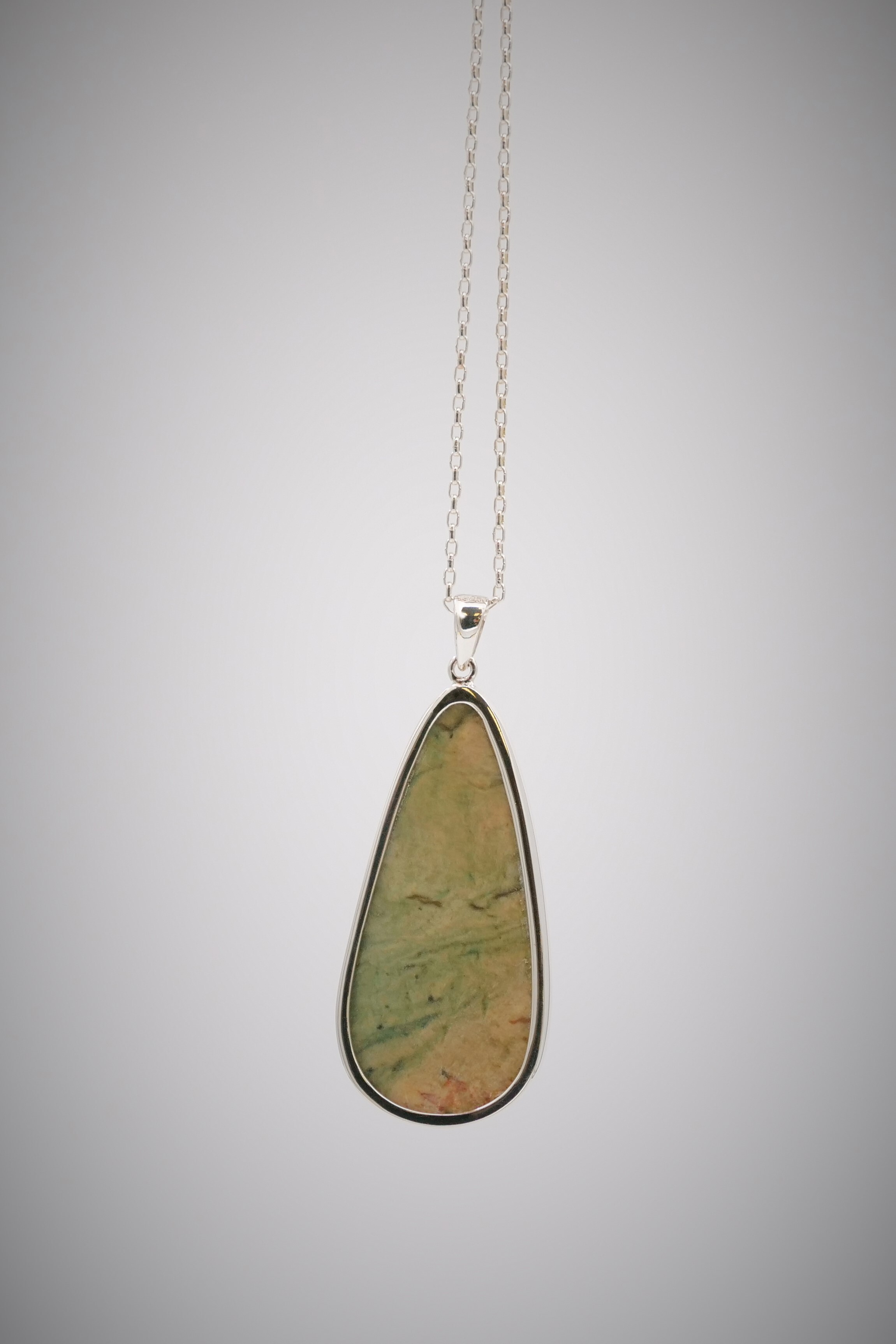 Moko Pounamu Marsden Flower Greenstone and Sterling Silver Pendant 04253
