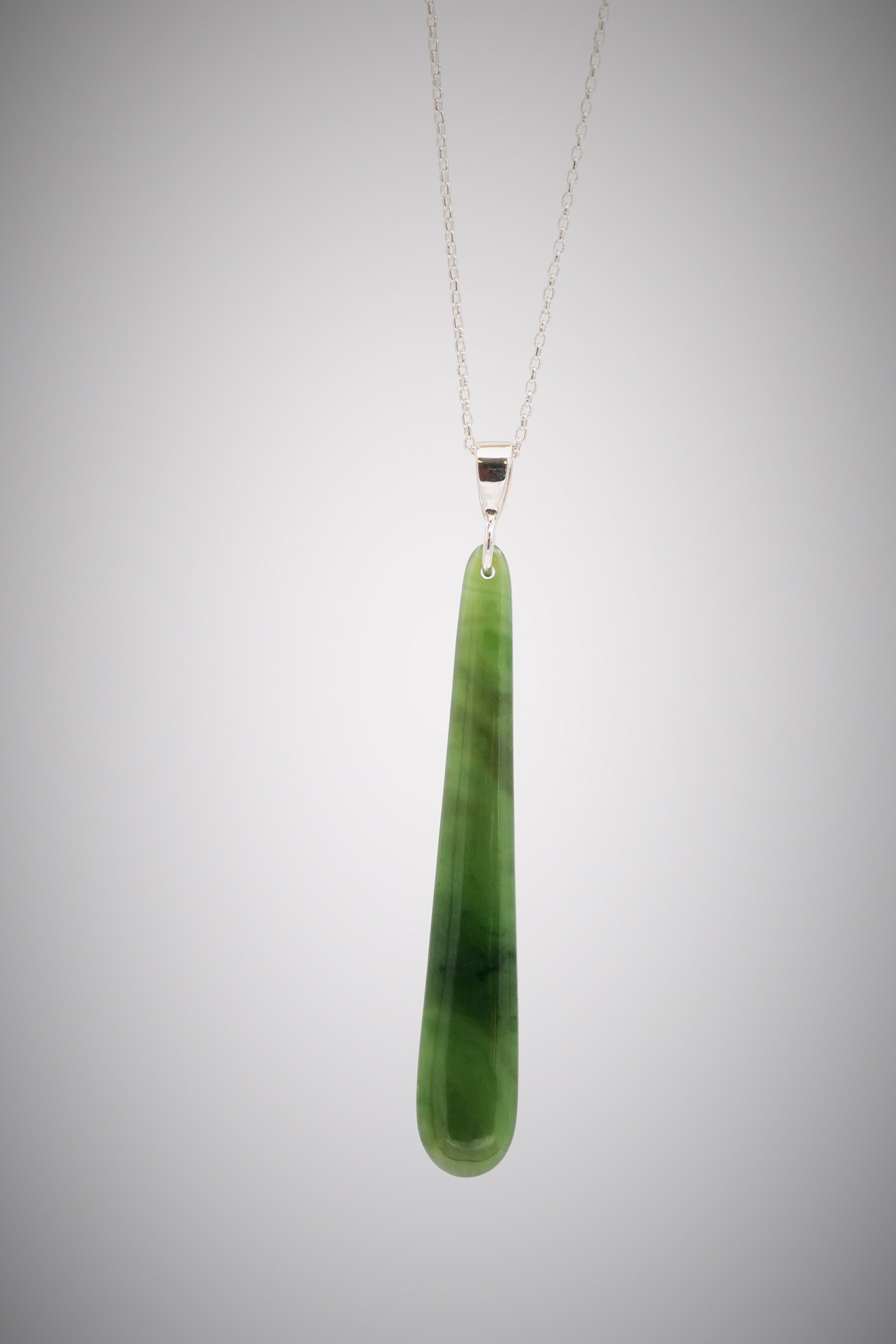 Moko Pounamu Roimata Teardrop Greenstone and Sterling Silver