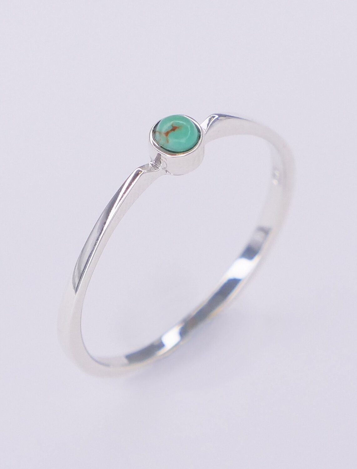 Sterling Silver & Turquoise Round Stacker Ring - AM3RST - SALE