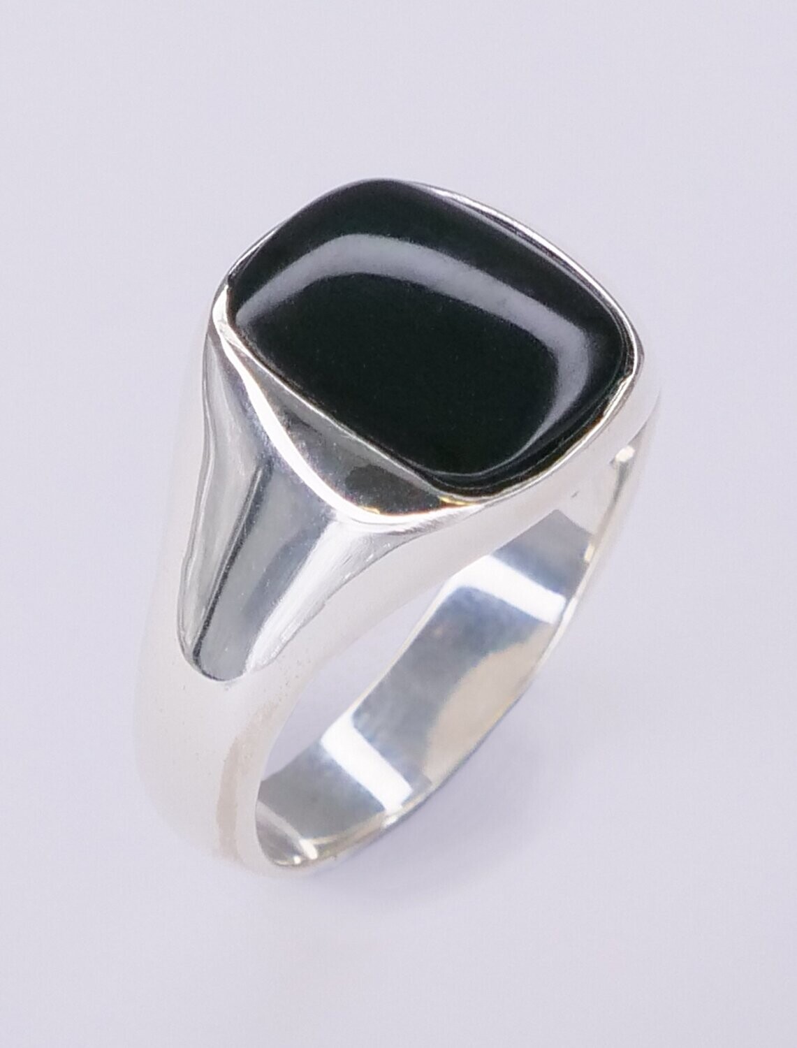 Sterling Silver & Black Onyx Unisex Square Ring