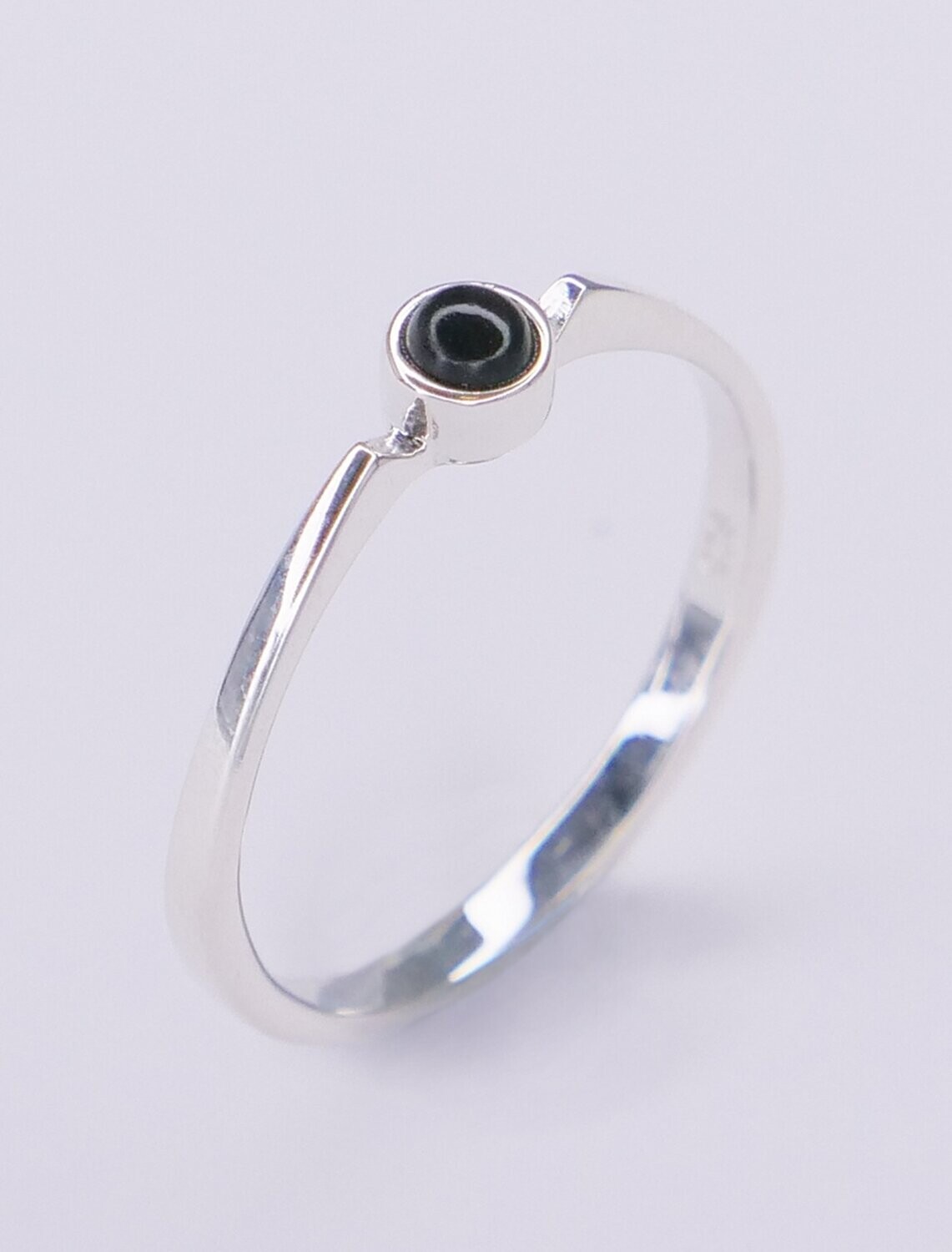 Sterling Silver & Black Onyx Round Stacker Ring