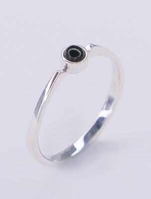 Sterling Silver & Black Onyx Round Stacker Ring