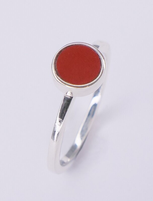 Sterling Silver & Red Jasper Unisex Flat Round Ring Small -KRRSJ -  SALE