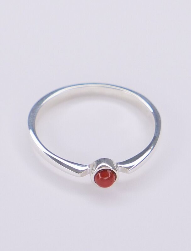 Sterling Silver & Red Jasper Round Stacker Ring - SALE