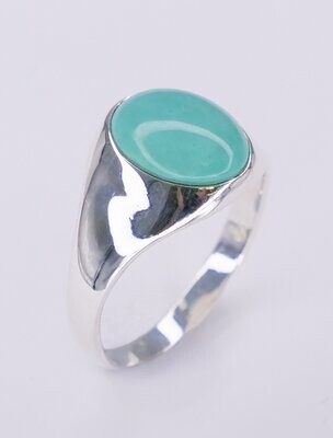 Sterling Silver & Turquoise Unisex Oval Ring - 40RFT - SALE