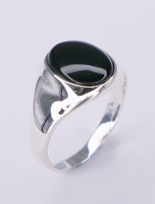 Sterling Silver & Black Onyx Unisex Oval Ring