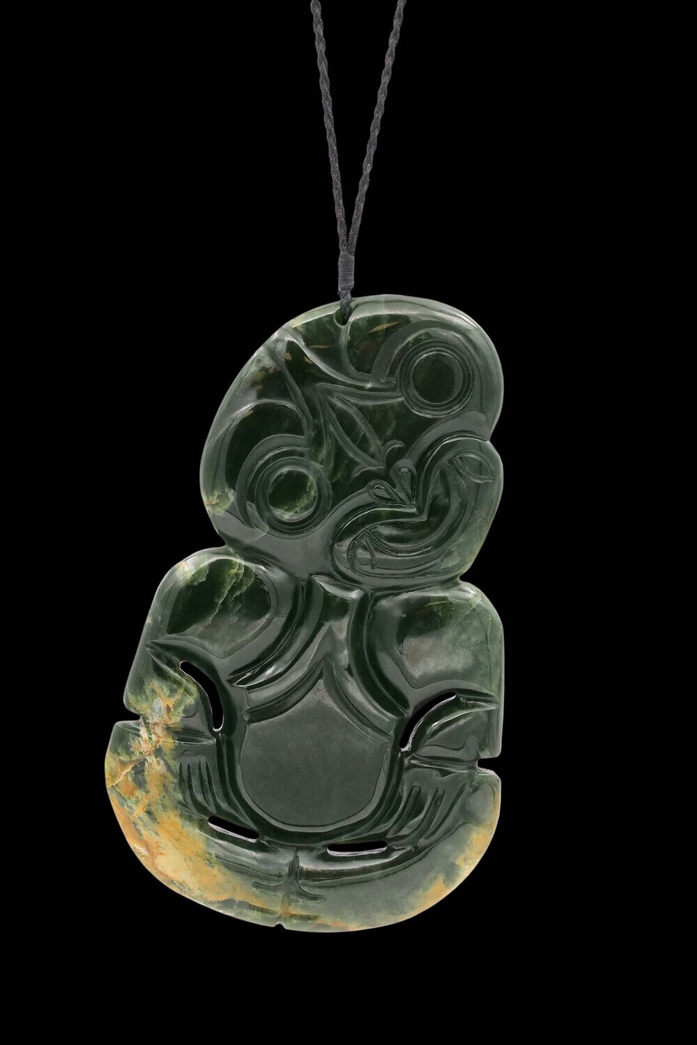Moko Pounamu Greenstone Tiki Genuine NZ Kawakawa Stone  - Matakowhai