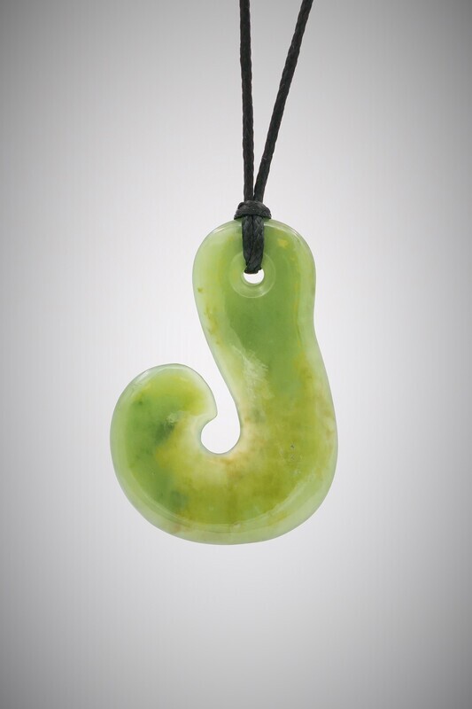 Moko Pounamu Hook (Hei Matau) NZ Genuine Inanga  Greenstone - Mt Kaiparoro - SALE