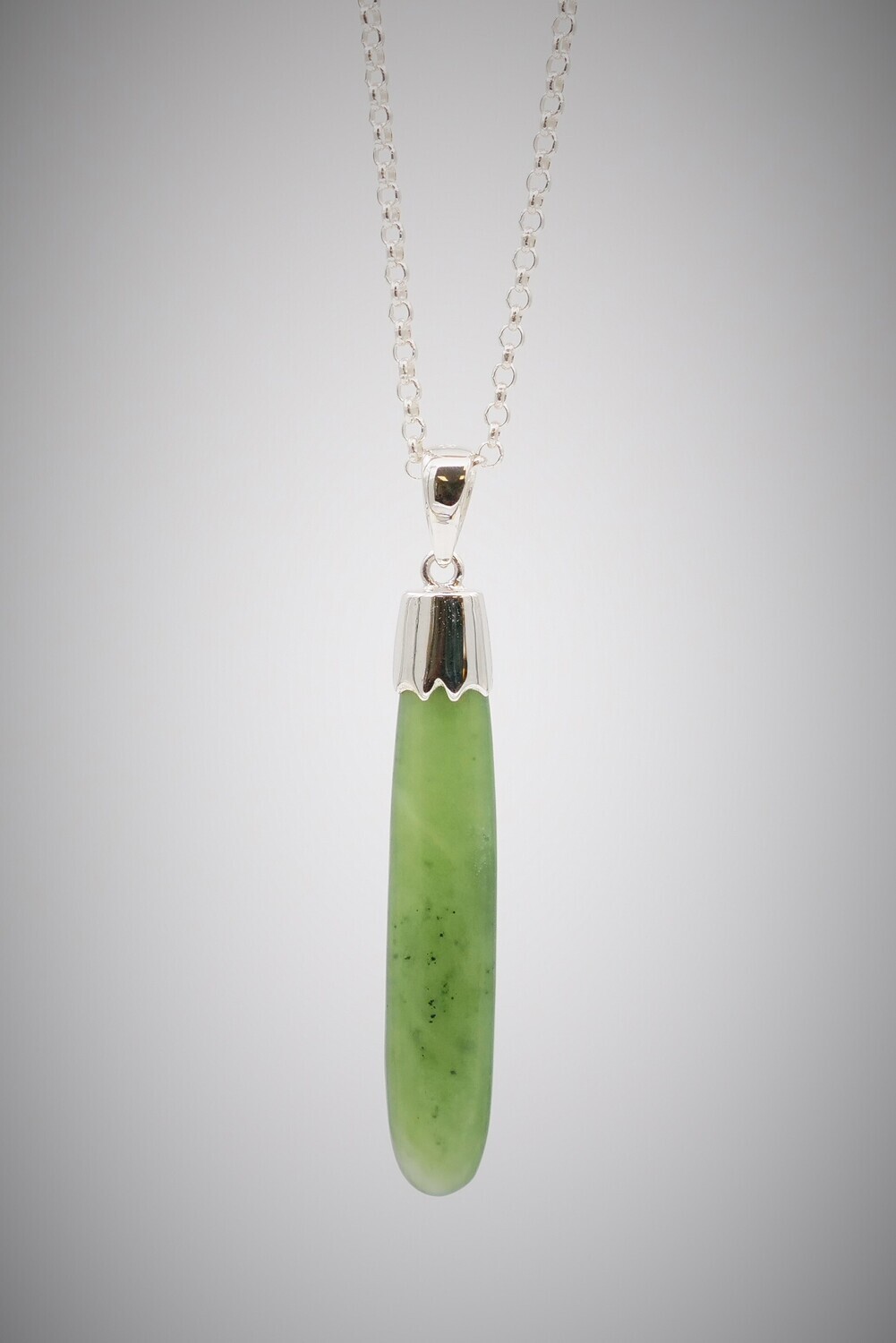 Moko Pounamu Roimata Teardrop Greenstone and Sterling Silver Pendant sml - KDP2