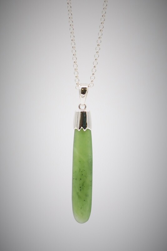 Moko Pounamu Roimata Teardrop Greenstone and Sterling Silver Pendant sml - KDP2