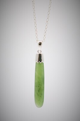 Moko Pounamu Roimata Teardrop Greenstone and Sterling Silver Pendant sml - KDP2