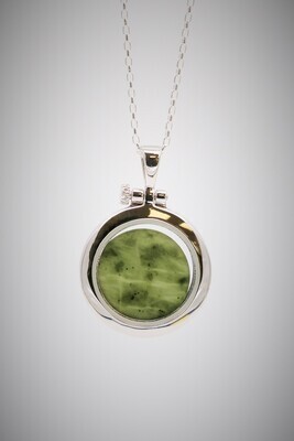 Moko Pounamu Greenstone and Sterling Silver Locket Pendant