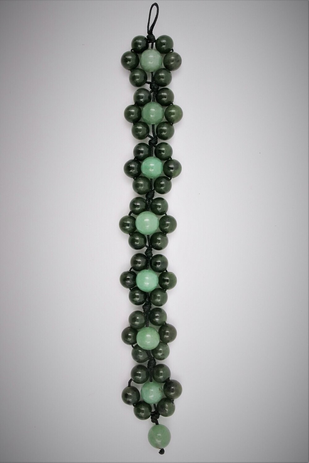 Moko Pounamu,  Nephrite Jade and Aventurine Bead Bracelet 05114