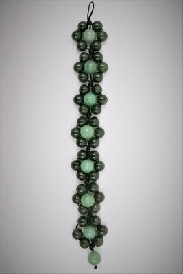 Moko Pounamu,  Nephrite Jade and Aventurine Bead Bracelet 05114