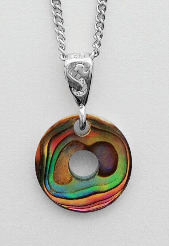 Moko Pounamu,  Paua Shell Ring Pendant - BRP-P-13-