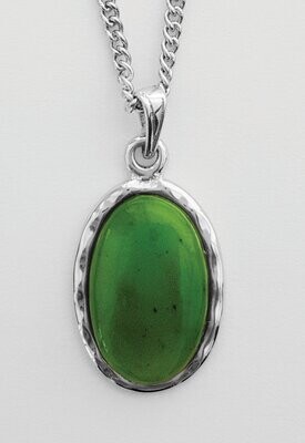 Moko Pounamu Greenstone Oval Pendant - BRP-P-53