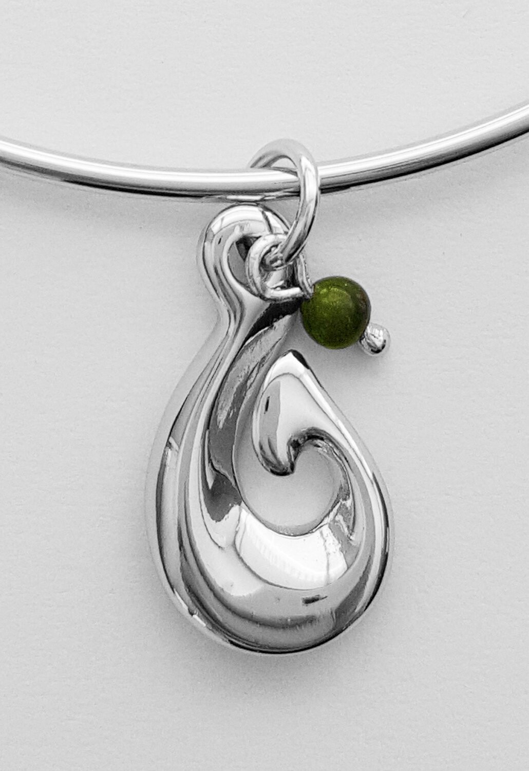 Moko Pounamu Greenstone Hook Bangle - BRP-B-46