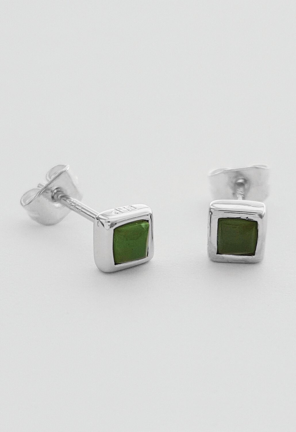 Moko Pounamu Greenstone Square Stud Earring - BRP-E-39