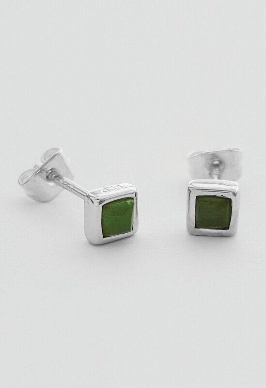 Moko Pounamu Greenstone Square Stud Earring - BRP-E-39