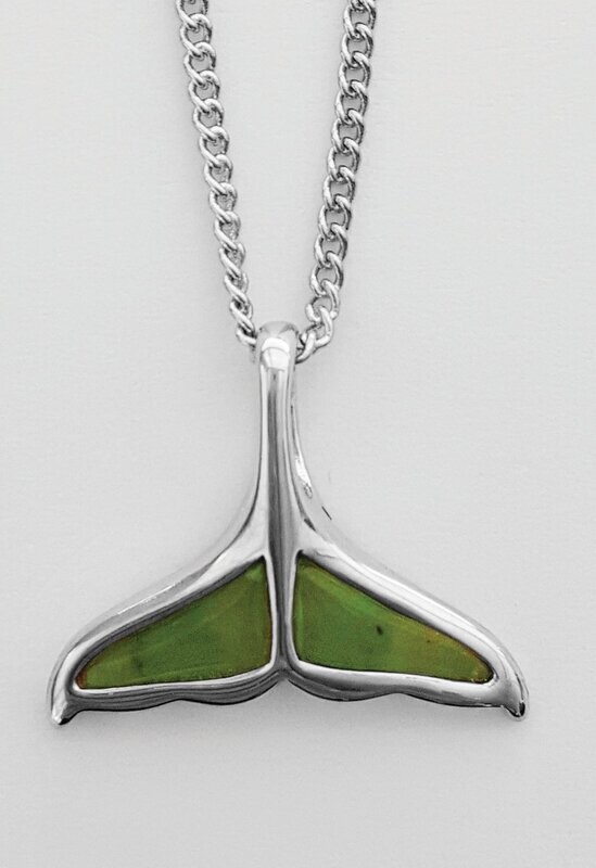 Moko Pounamu Greenstone Whale Tail Pendant - BRP-P-07