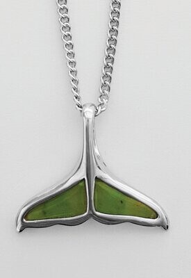 Moko Pounamu Greenstone Whale Tail Pendant - BRP-P-07