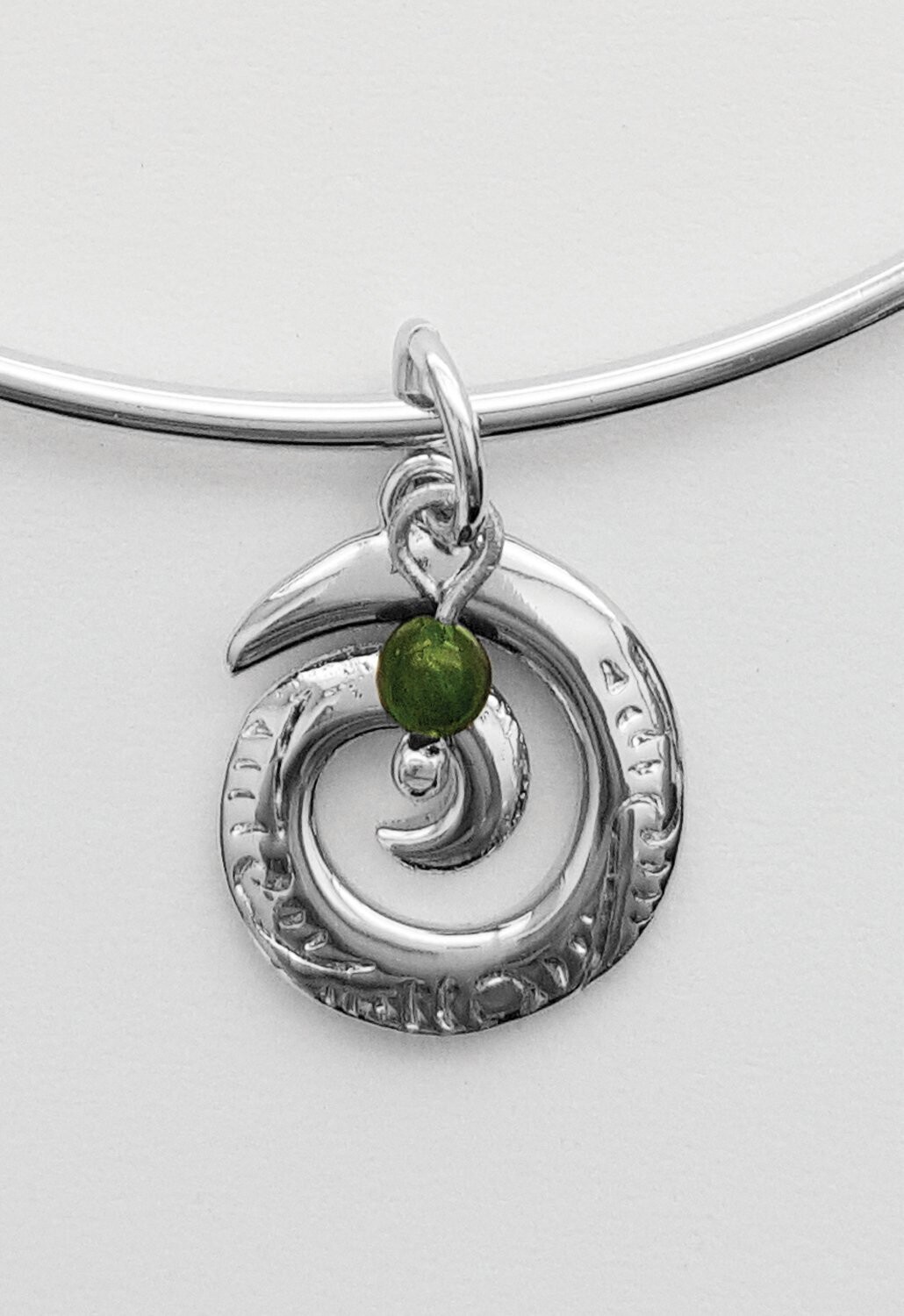 Moko Pounamu Greenstone Koru Bangle - BRP-B-47