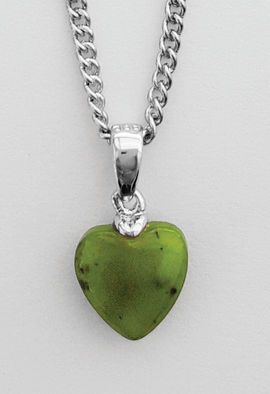 Moko Pounamu Greenstone Solid Heart Pendant - BRP-P-42