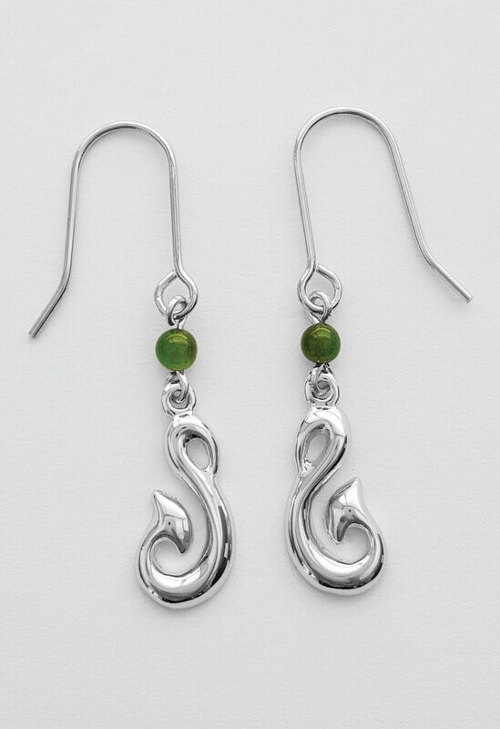 Moko Pounamu Greenstone Hook Drop Earring - BRP-E-38