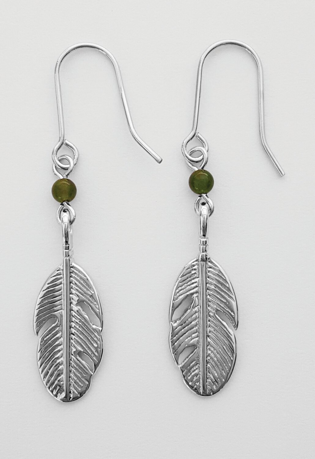 Moko Pounamu Greenstone Feather Earring - BRP-E-33