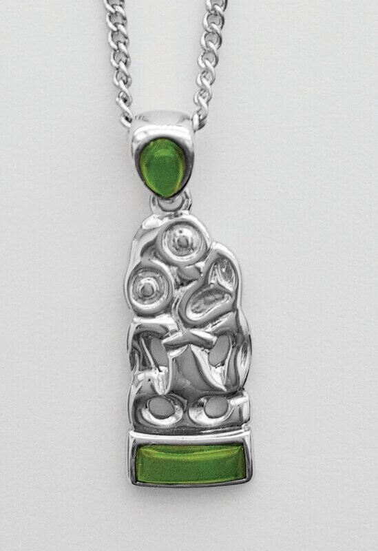 Moko Pounamu Greenstone Tiki Pendant - BRP-P-02