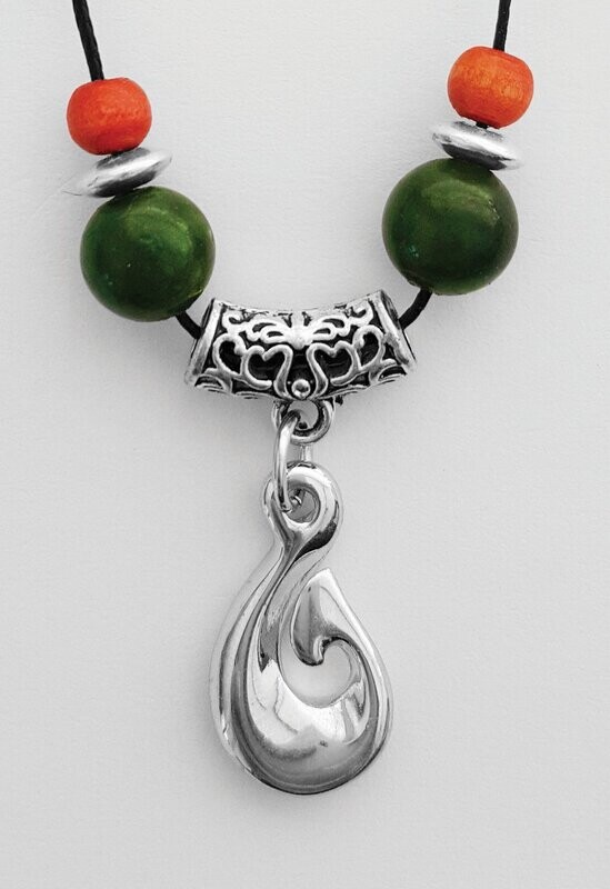 Moko Pounamu Greenstone Hook Necklace - BRP-P-30