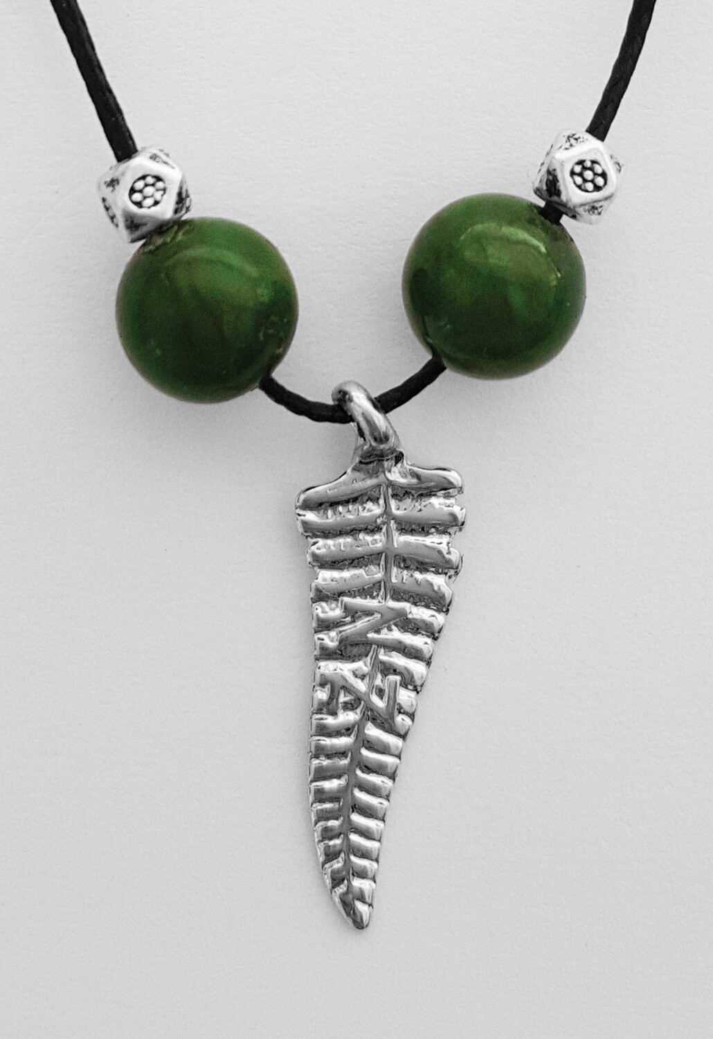 Moko Pounamu Greenstone Fern Necklace - BRP-P-28