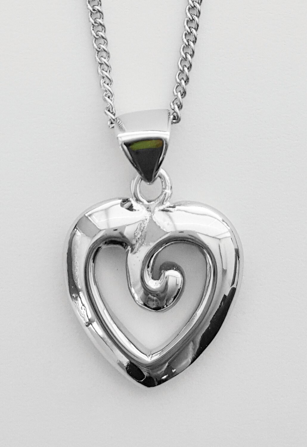 Moko Pounamu Greenstone Heart Pendant - BRP-P-19
