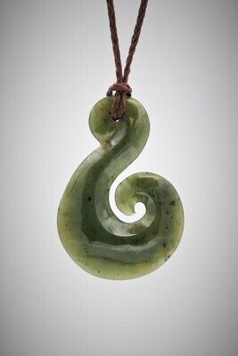 Moko Pounamu Hook (Hei Matau) NZ Genuine Kawakawa Greenstone -Te Anau