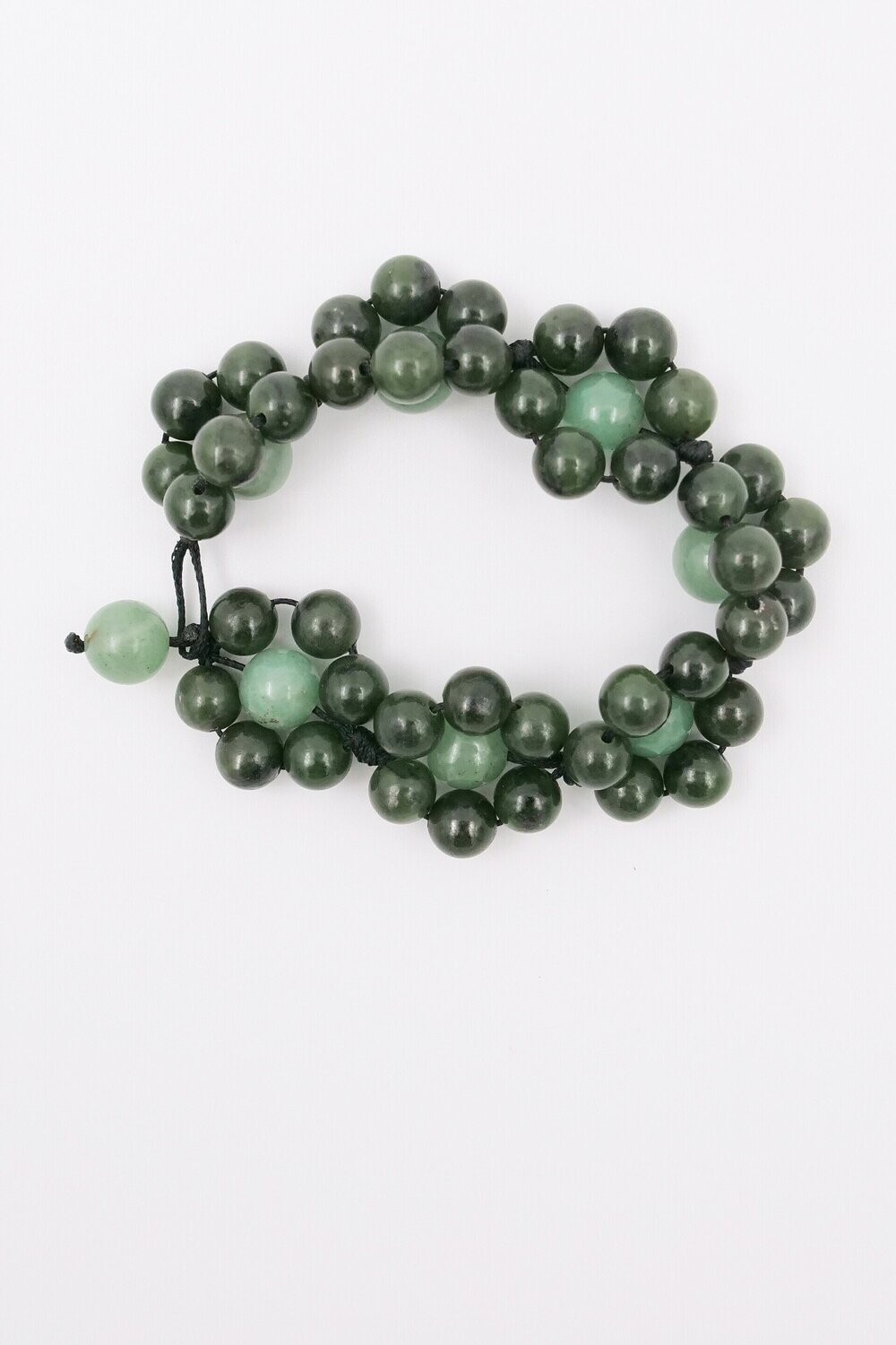 Moko Pounamu,  Nephrite Jade and Jadeite Bead Bracelet 05115
