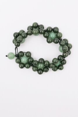 Moko Pounamu,  Nephrite Jade and Jadeite Bead Bracelet