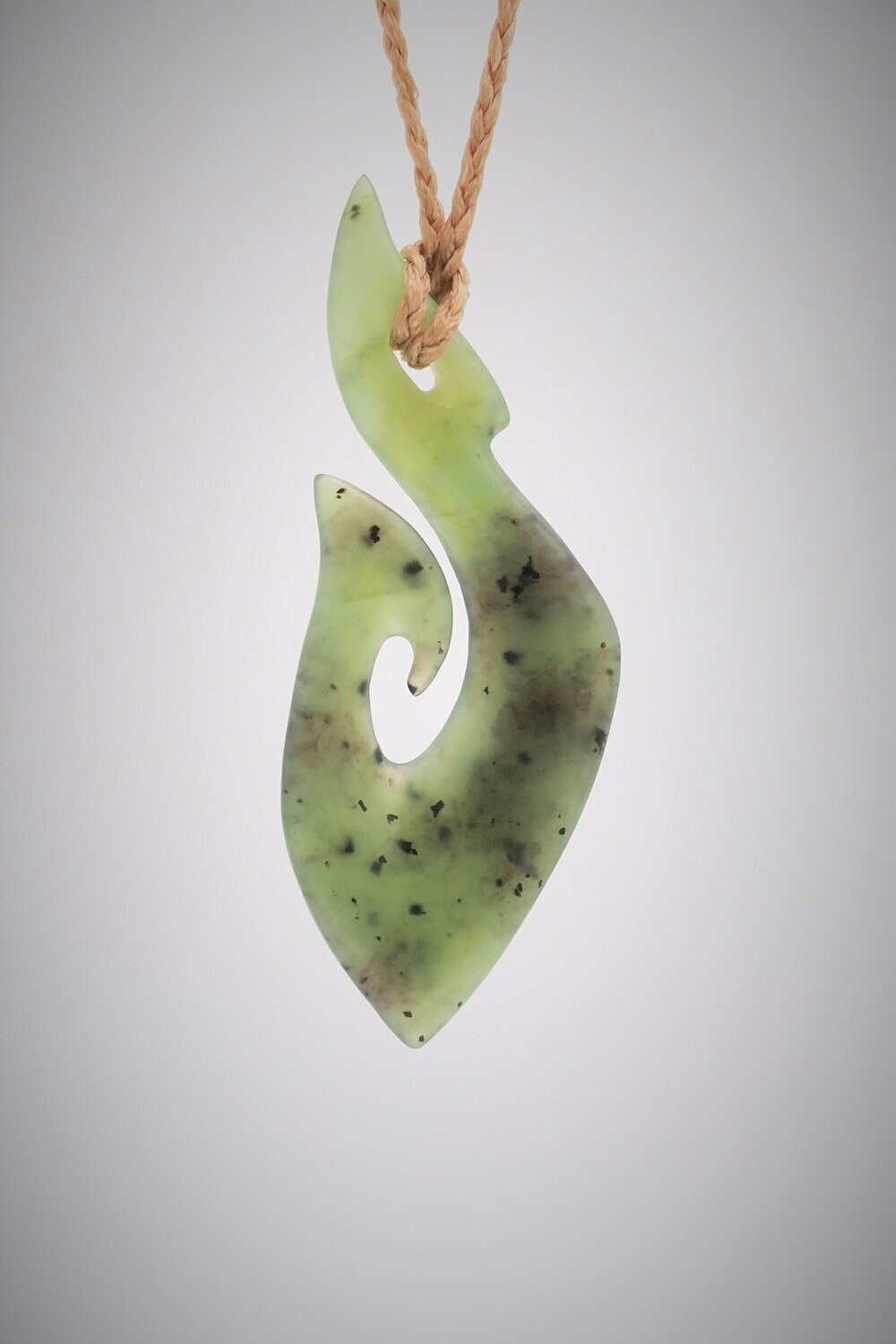 Moko Pounamu Hei Matau (Hook) NZ Genuine Totoweka Greenstone - Omihi