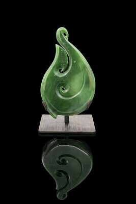 Moko Pounamu Hei Matau NZ Genuine South Westland Greenstone - Manakaiaua
