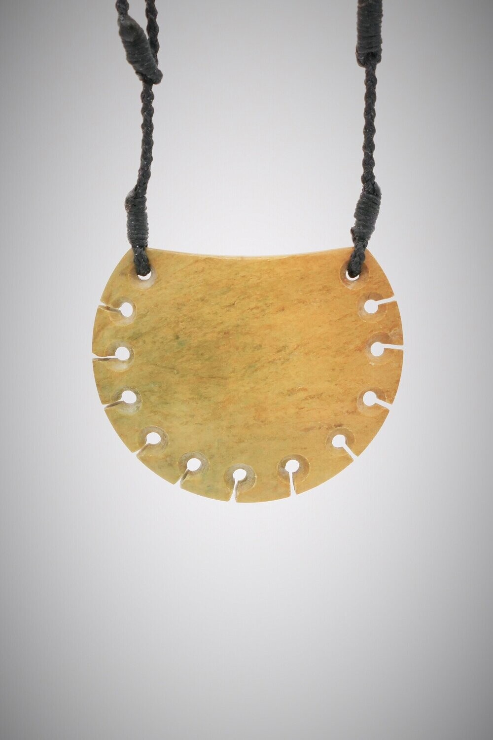 Moko Pounamu Notched Breastplate NZ Genuine Raukaraka Greenstone - Mapua SALE