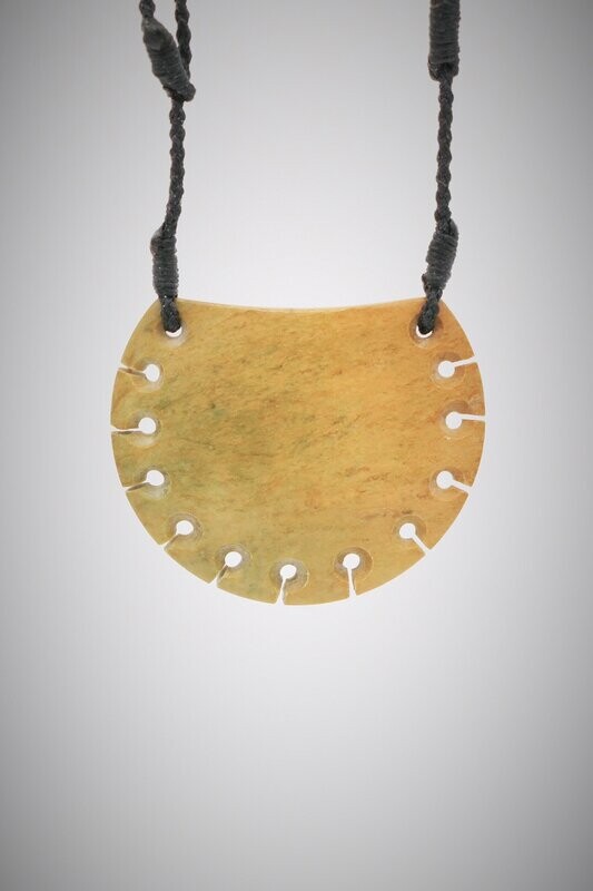 Moko Pounamu Notched Breastplate NZ Genuine Raukaraka Greenstone - Mapua SALE