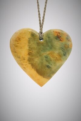 Moko Pounamu Heart NZ Genuine Marsden Flower  Greenstone - Motupipi