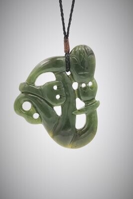 Moko Pounamu Contemporary Hei Tiki NZ Genuine Kawakawa Greenstone - Pariwhero