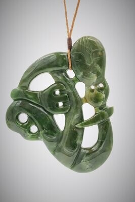 Moko Pounamu  Contemporary Hei Tiki NZ Genuine Kawakawa Greenstone - Waimapihi