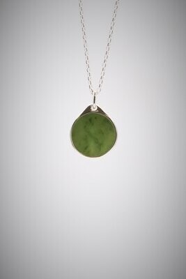 Moko Pounamu NZ Fern Greenstone and Sterling Silver Pendant P17 - SALE